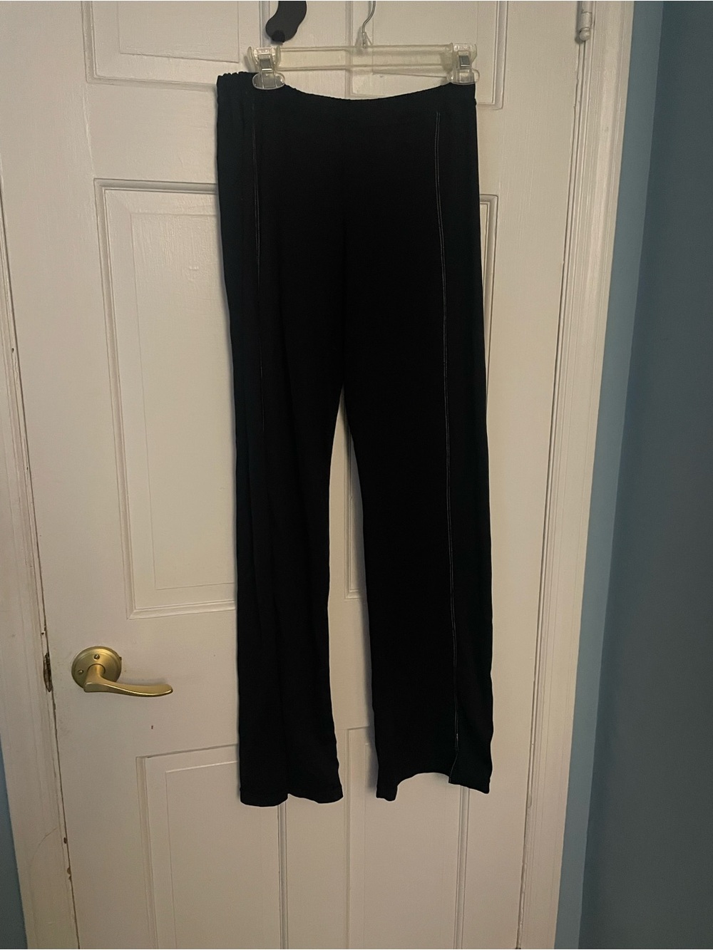 Prana black comfy pants with light side stripe